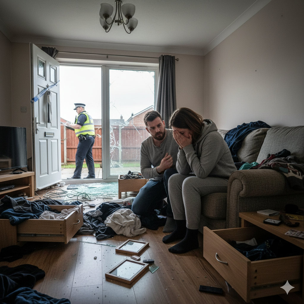 After The Burglary - A young couple access the damage to their home after a burglary.